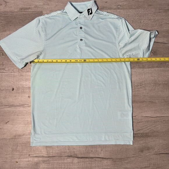 FootJoy FJ Titleist Golf Polo Shirt Mens M Blue White Striped Performance Logo - Picture 6 of 7
